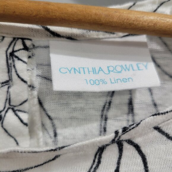 Cynthia Rowley Linen Cap Sleeve Slightly Cropped Top Size Medium EUC - Picture 2 of 10